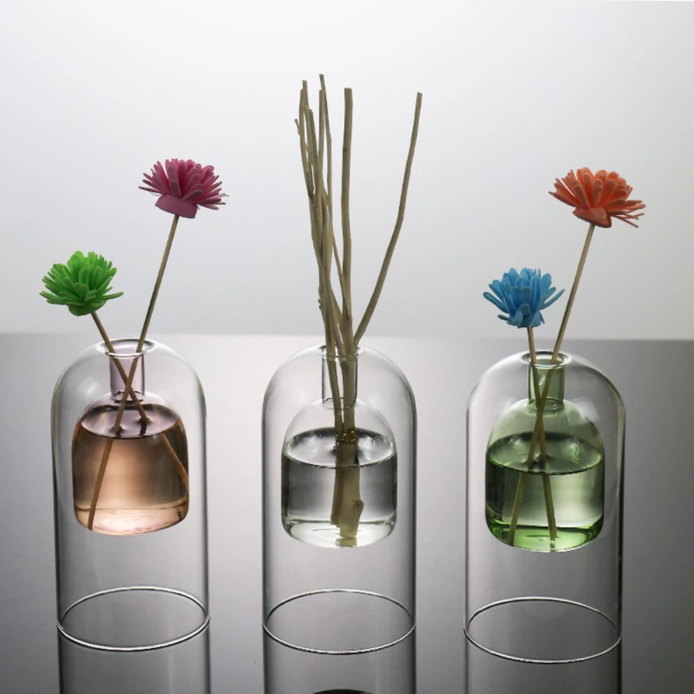 Minimalist Double Layer Glass Aromatherapy Bottle European Style Home Living Room Bedroom Flameless Volatile Vase Ornament