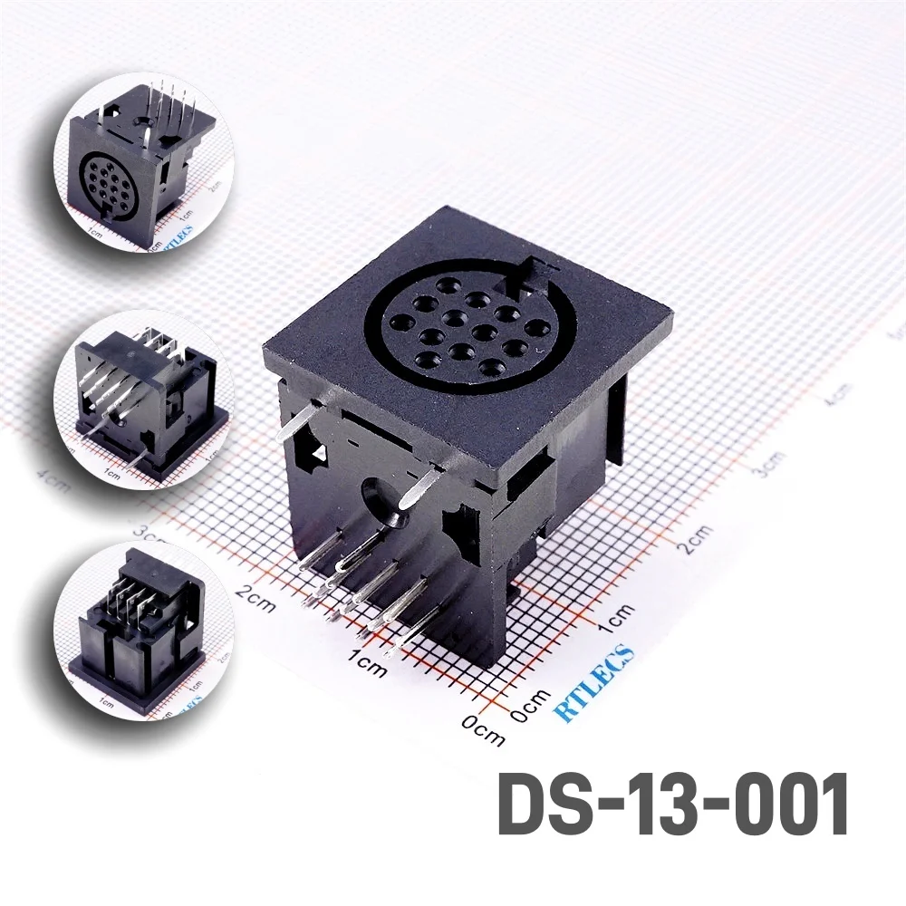 5 PCS Din Socket 13 Position Female 13 Pin PCB Mount Right Angle Through Holes SDS-J DS Power 2A 110V AC Circular Receptacle