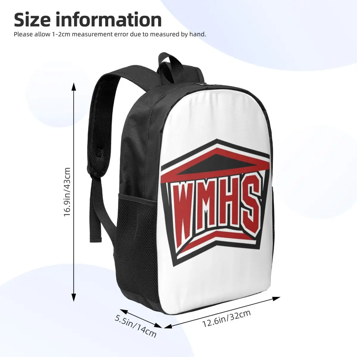 حقائب ظهر نسائية بشعار WMHS Cheerios للأولاد والبنات حقيبة كتب كاجوال للطلاب حقائب مدرسية قابلة للحمل حقيبة كتف للسفر #2