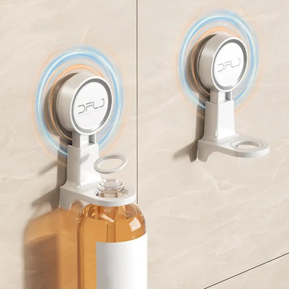 Plastic Suction Cup Shampoo Bottle Holder Wall Mounted Space Saving Shower Gel Hanger Punch-Free Hand Soap Storage Hook Kitchen