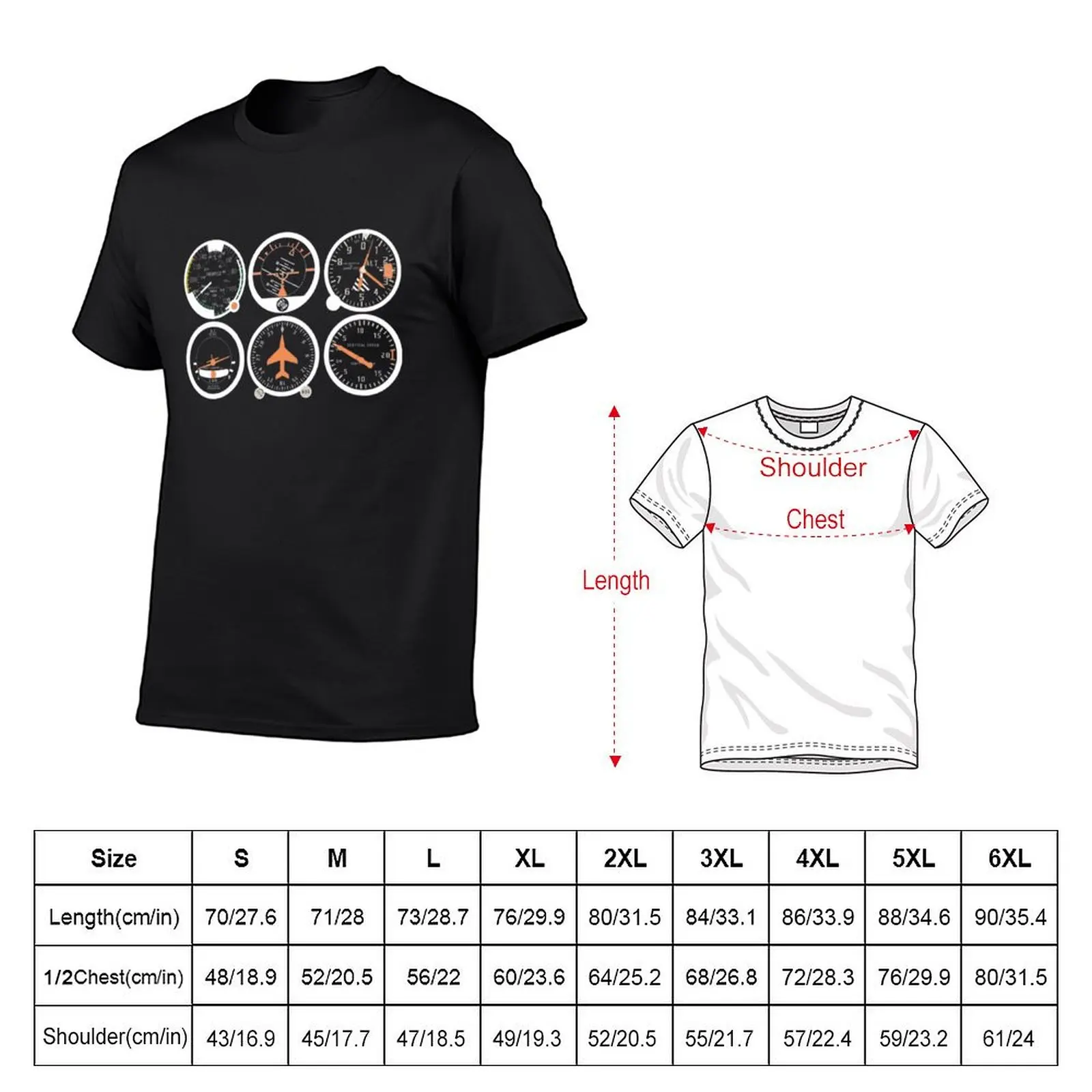 Basic Six Flight Instruments T-shirt oversized sports fans animal prinfor boys men t shirt