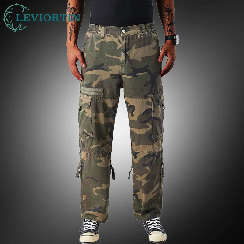 

Camouflage Workwear Pants Street Men's Overalls Joggers Sweatpants Straight Loose Wide-leg Big-pocket Mountain Outdoor Trousers