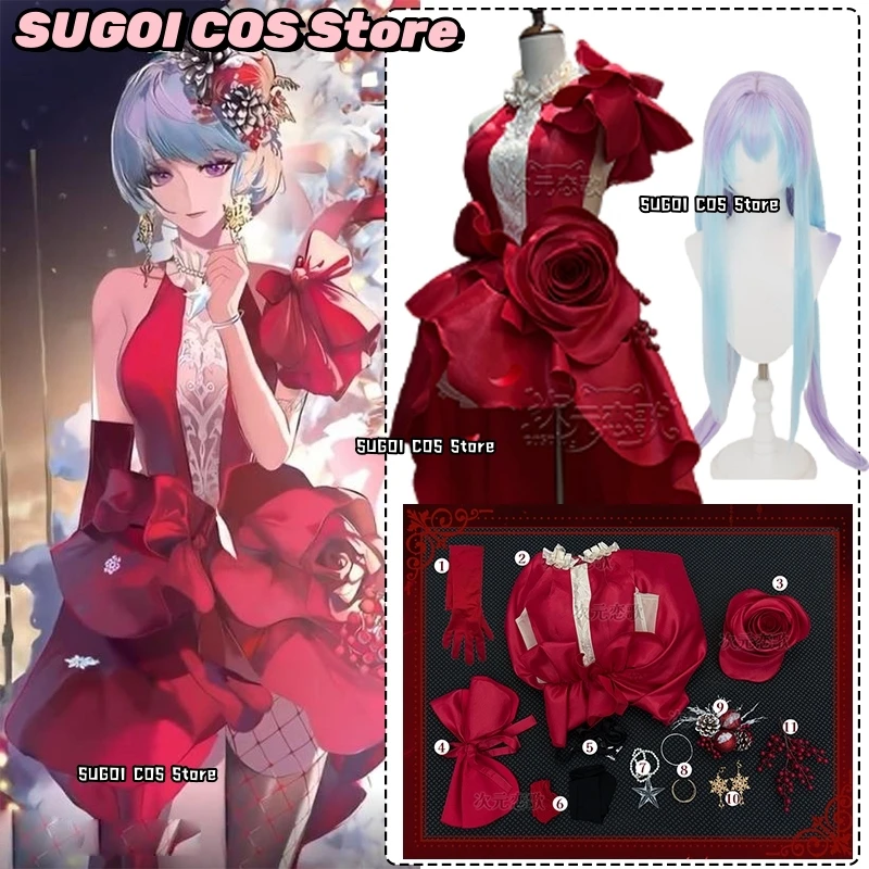 

SUGOI COS@Game Path to Nowhere Hamel Red One Shoulder Evening Dress Cosplay Costume Long Prom Gowns Carnival Disguise Halloween