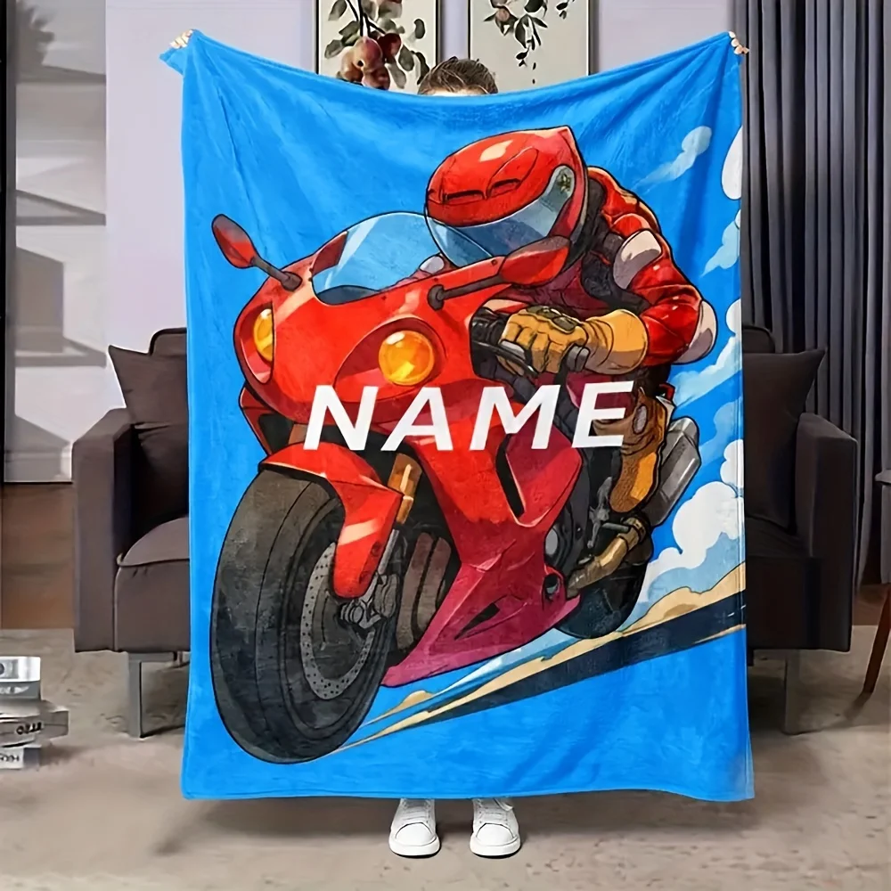 Multifunktionale Motorrad-Karo-Fleecedecke mit modernem Digitaldruck, bequem und für alle Jahreszeiten geeignet