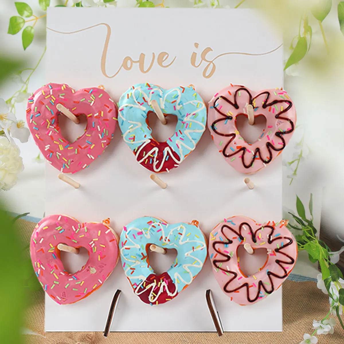 1pc Wood Donut Wall Display Rustic Wedding Decoration Doughnut Stand Holder Kids Birthday Party Decor Baby Shower Party Supplies