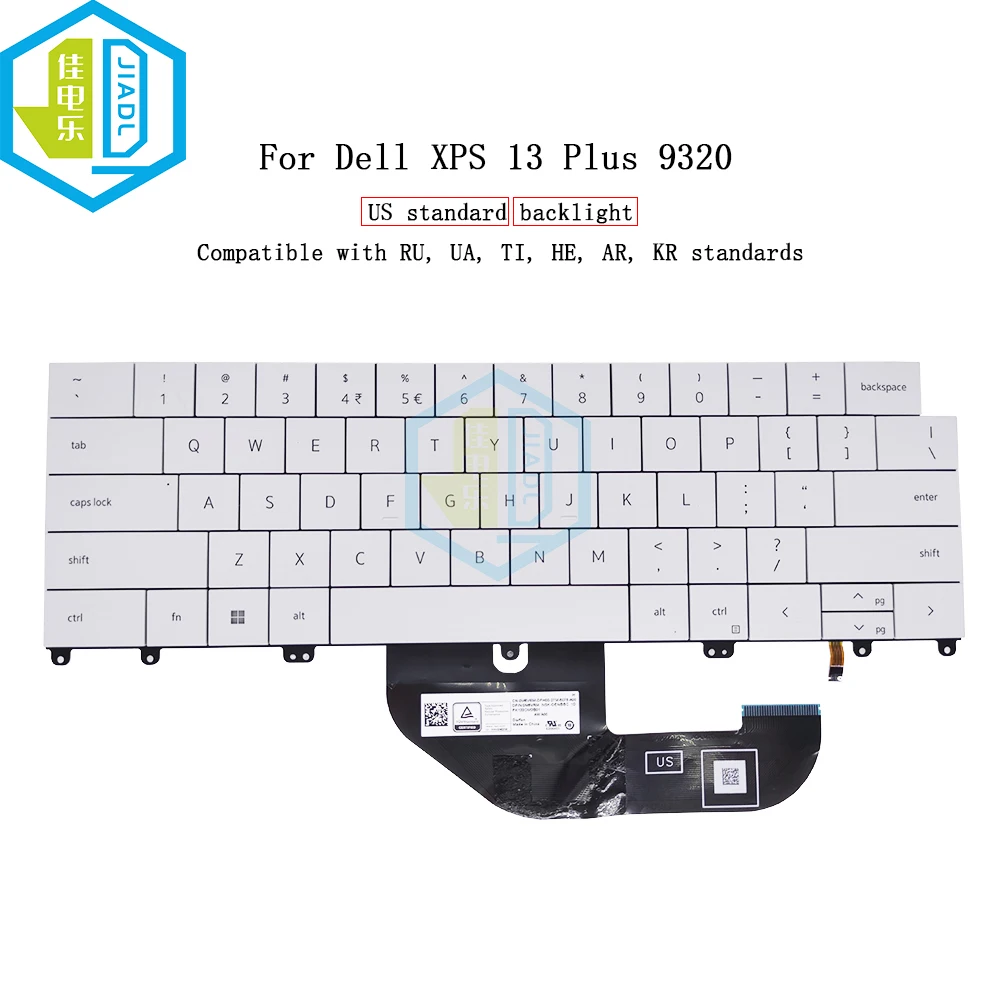 Imagem -04 - Teclado Retroiluminado us Reino Unido gb para Dell Xps 13 Plus 9320 9340 13-9320 086yg6 0m6vrm Teclados de Laptop Teclas Brancas 86yg6 M6vrm