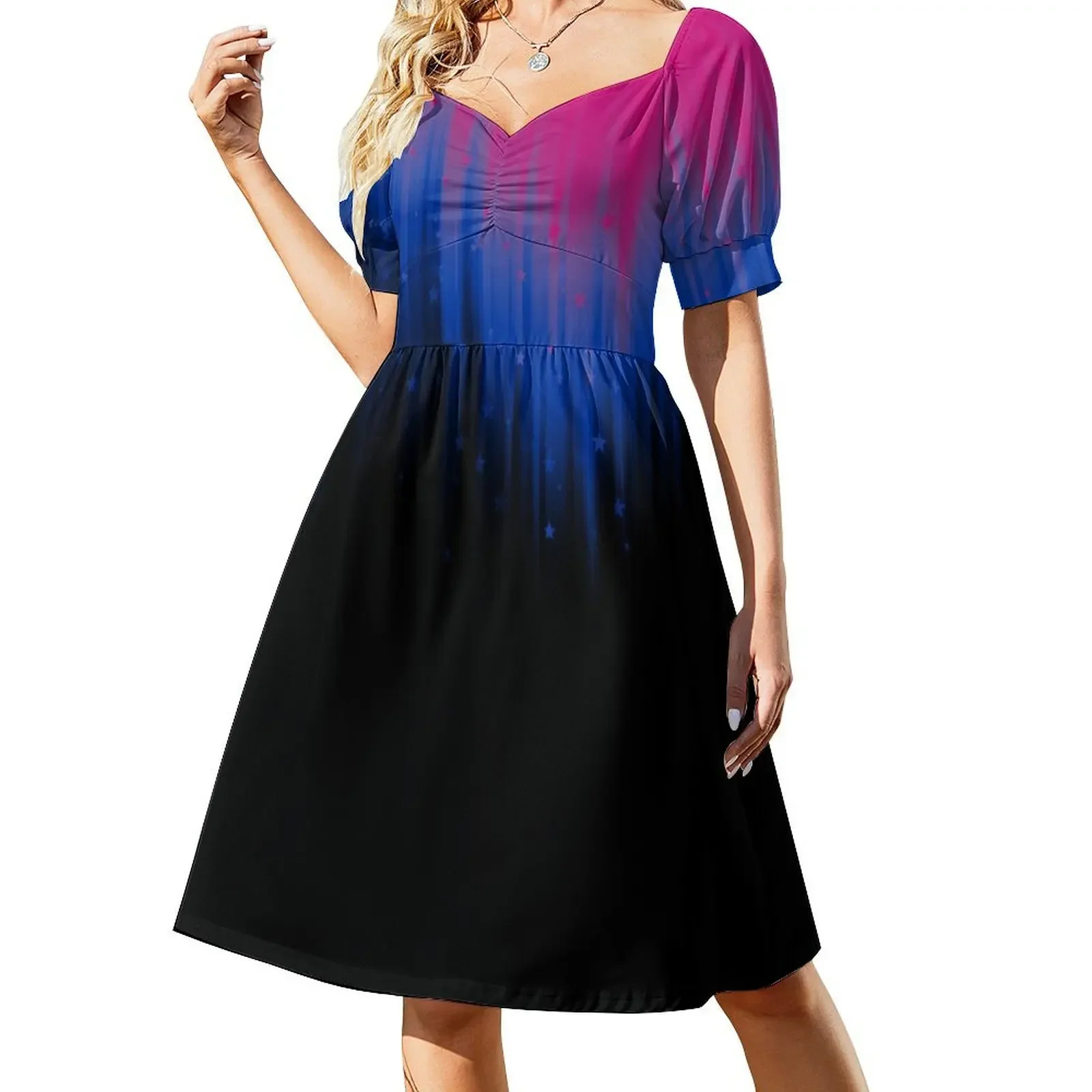 

Bi Pride Falling Radiance and Stars Short-Sleeved Dress summer dresses for women 2025 Evening gown Dress