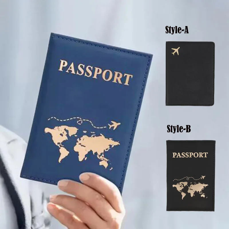 

Multi-function Passport Protective Cover PU Leather Storage Bag Card Storage Bags Large Capacity Simple Aircraft Pattern Wallet