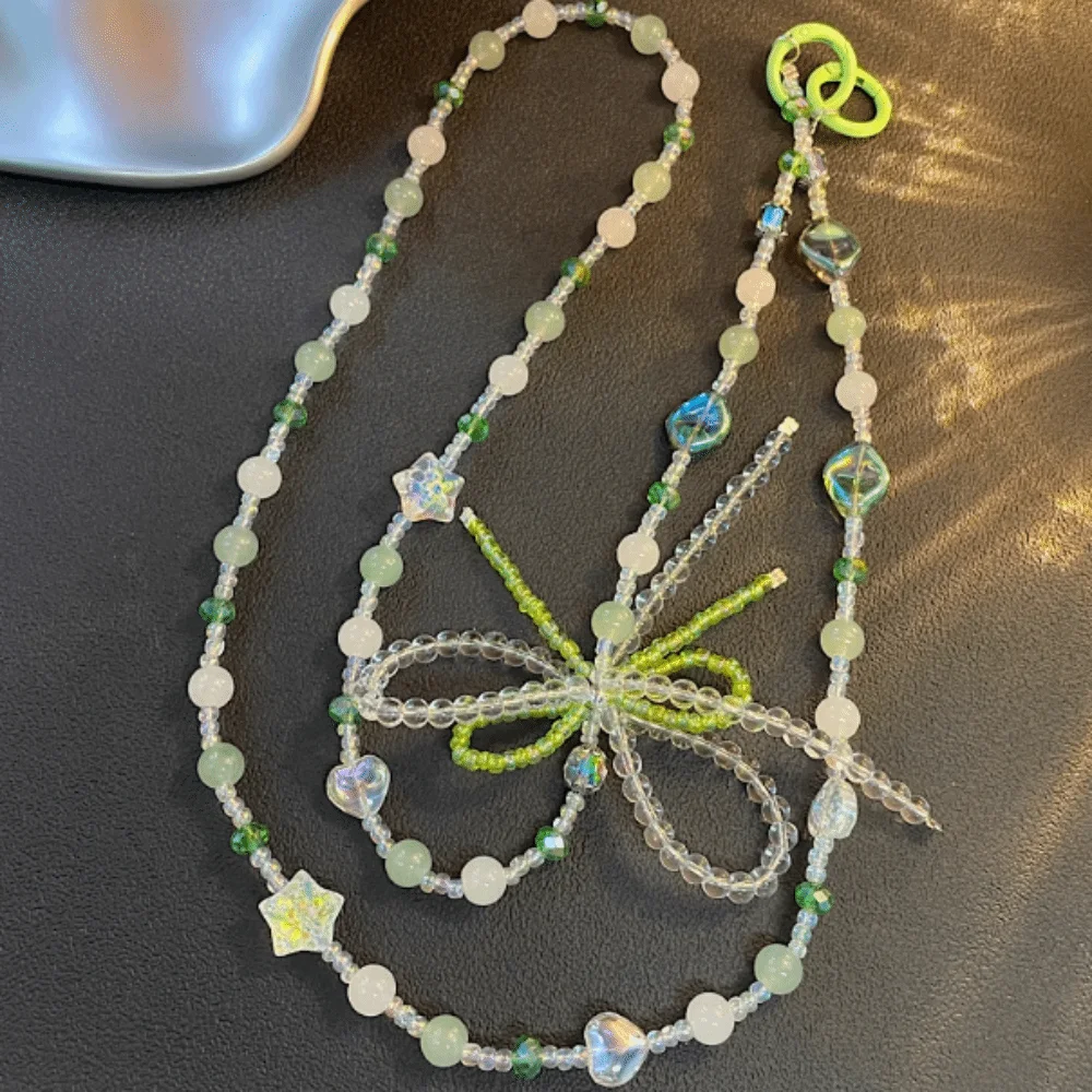 Cordão de telefone com contas de pérola, cordão anti-perda com contas, doce, universal, alça crossbody, chaveiro, pingente