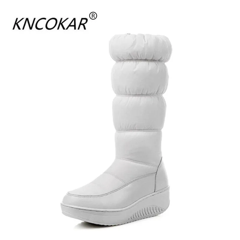 KNCOKAR New winter  Warm and thickened wedge boots for women non-slip Fashionable pure color female boots