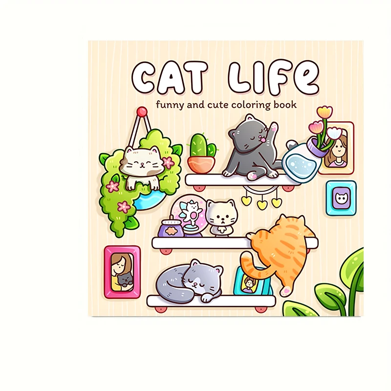 28-pagina's Cat's Daily Life kleurboek voor volwassenen |   Kleurboek, tekenbenodigdheden voor Kerstmis, Thanksgiving