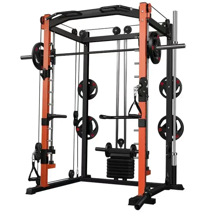 Multi functional Home Gym Equipment Pull Up Bar Pulley Cable Smith Machine Squat Rack