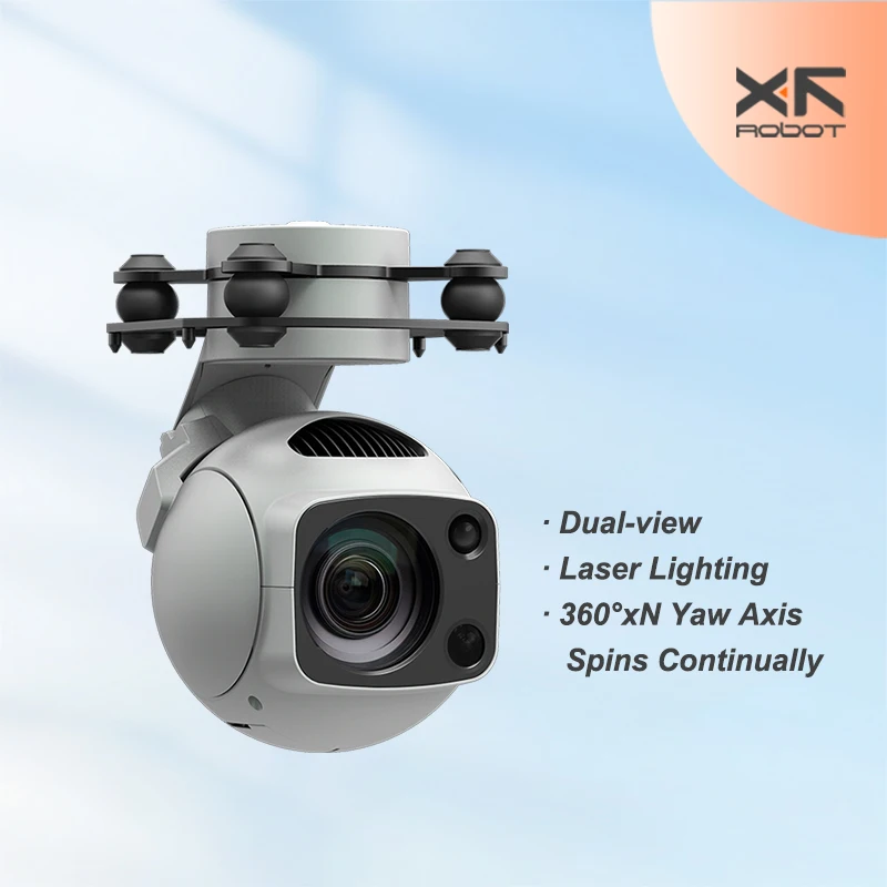 XF-D-80AI Multi-Object Detection & Tracking Zoom & Wide Dual-view Laser Lighting AI Camera Hybrid Zoom Drone 3-Axis Pod