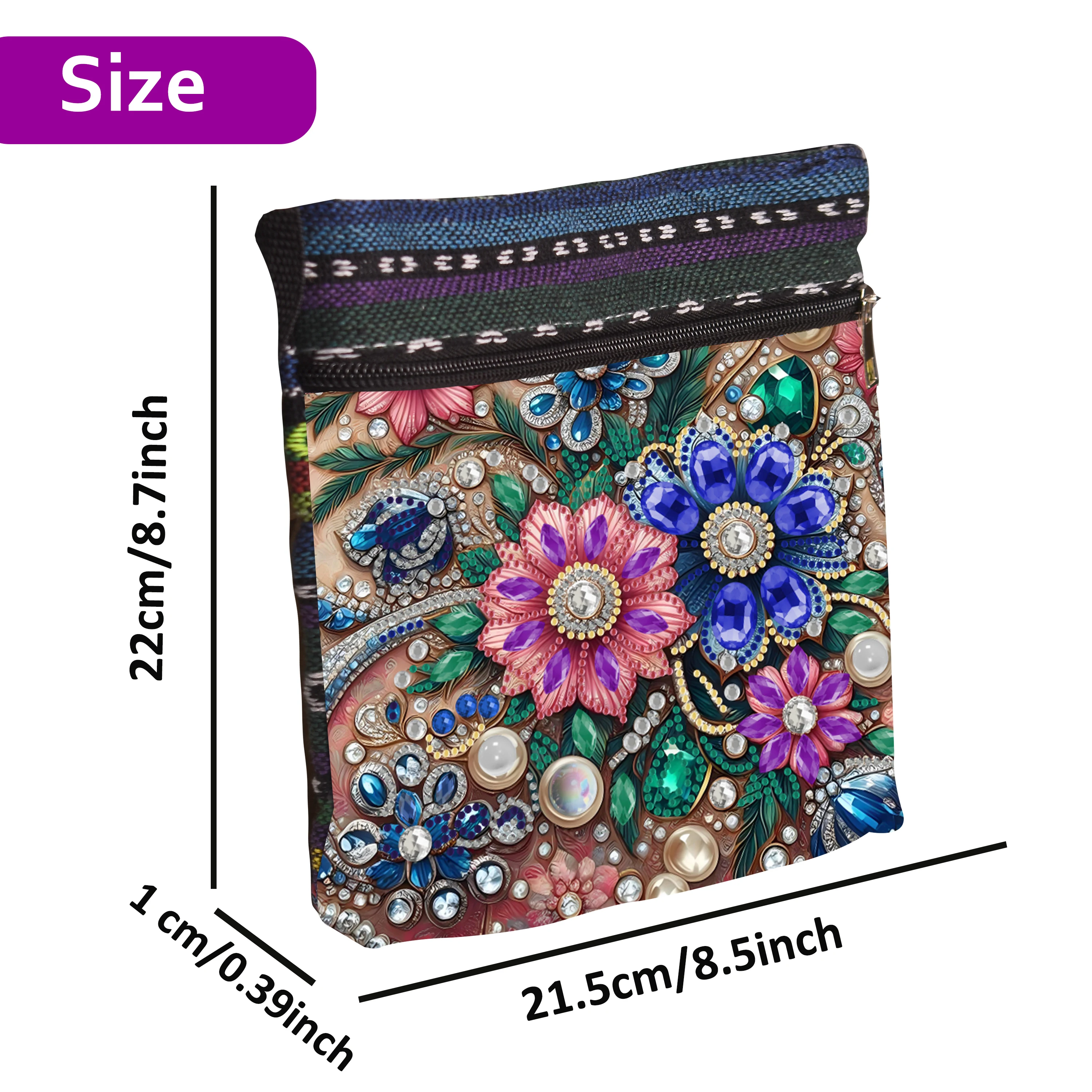 1 Piece Diamond Painting set, Messenger bag, flower Pattern, canvas Material, go out, play, travel, store holiday gifts