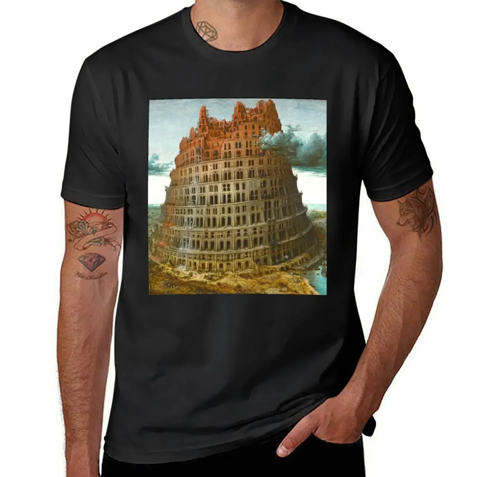 HD. The (Little) Tower of Babel, by Pieter Bruegel the Elder. HIGH DEFINITION T-Shirt basketball graphic tees mens tall t shirts