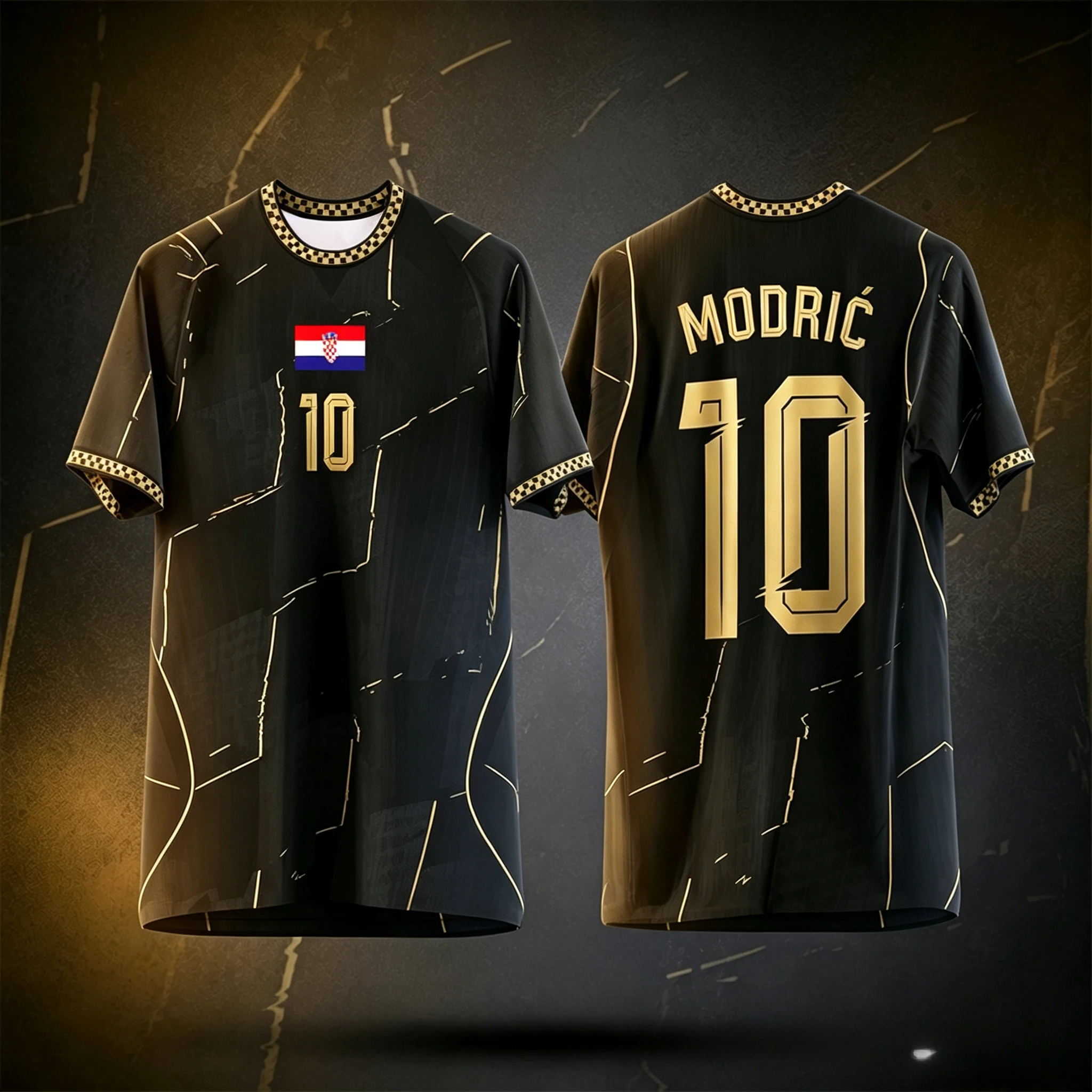 Croatia Modric 10 Soccer Jersey Family Matching Outfit Parent Child Short Sleeve Football T Shirt Men Women Kids Red White Check view 2