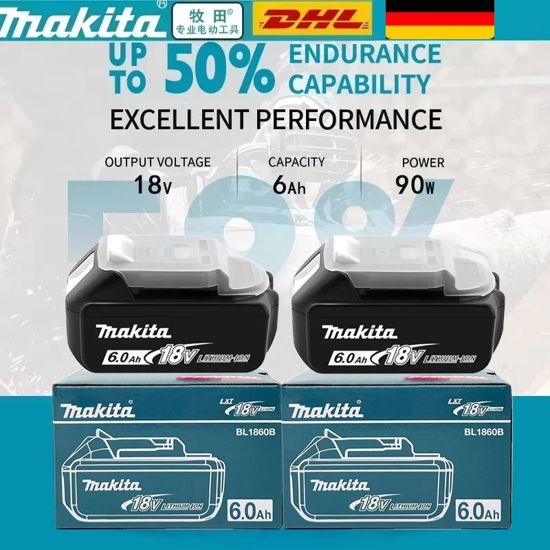 Batterie d'origine Makita BL1860 6Ah pour outils électriques, remplacement Li-ion LXT BL1850 BL1840 pour tournevis 18V avec BMS, batterie 18V