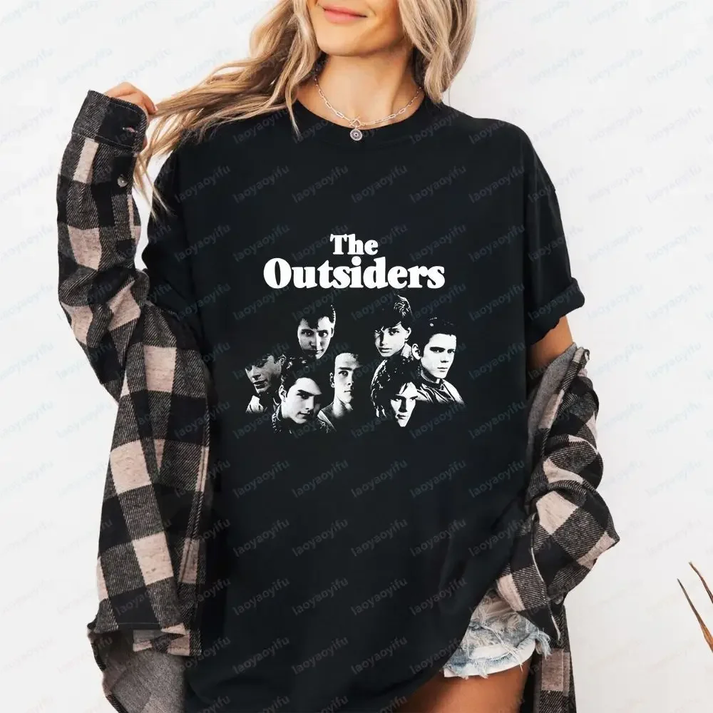 Unisex The Outsiders 1983 Movie Cast Portrait Print T Shirt Vintage 80s Film Short Sleeve Casual Streetwear Tee Tops