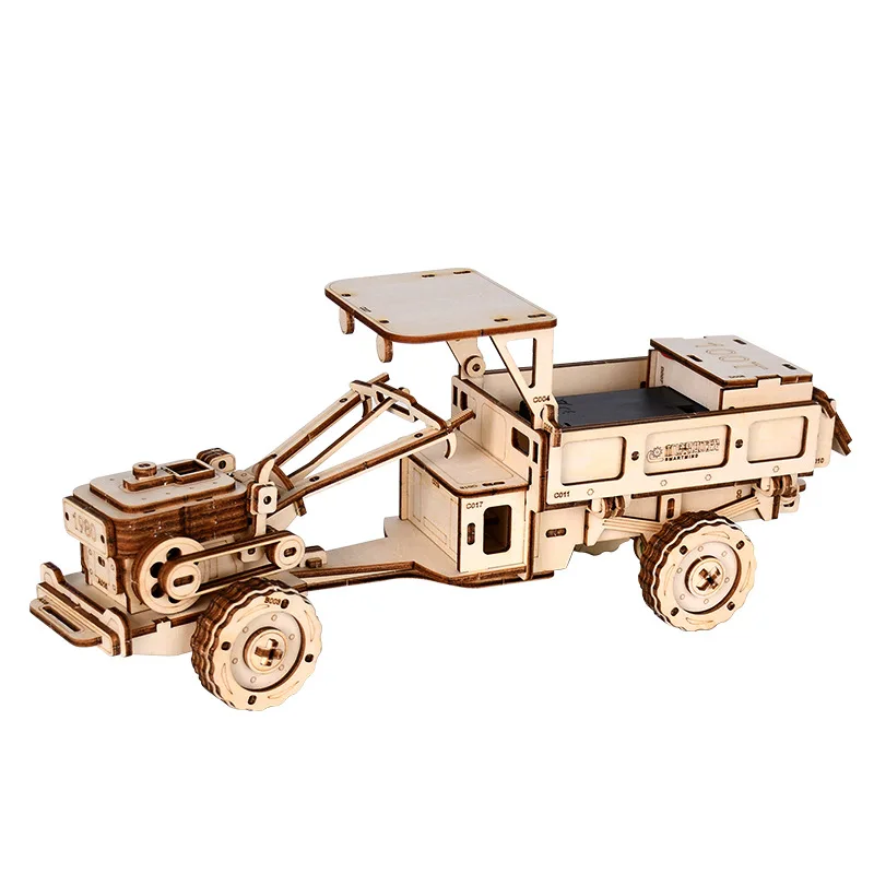 Tractor wooden assembled model 3d three-dimensional puzzle diy building blocks educational toys gifts