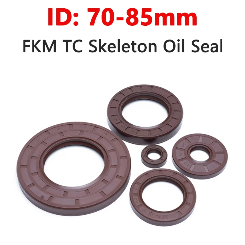 1pc ID 70-85mm Brown Fluorine Rubber TC Skeleton Oil Seal FKM High Temperature Gasket Acid Resistance OD 90-140mm Thick 8-13mm