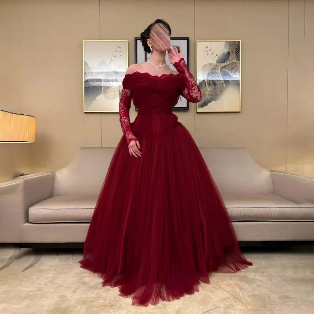 Vestido de fiesta personalizado con apliques de encaje exquisito para mujer, vestido de fiesta con cuello barco encantador de media manga, vestido de noche elegante de corte a para mujer