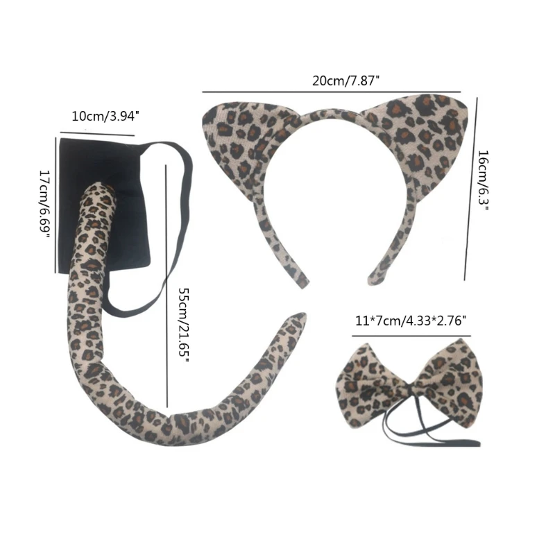 1/3/4 pz Cat-Costume per bambini-ragazze-leopardo orecchie di gatto fascia coda papillon coda Tutu gonna animale accessori Cosplay DXAA