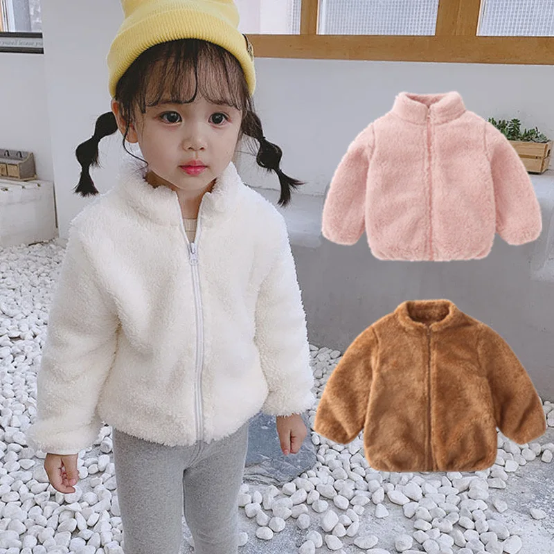 1 stks Jongens Meisjes Herfst Jas Kinderen Winter Thermische Fleece Jas Kinderjassen Dubbelzijdig Fluwelen Bovenkleding Baby Warme Kleding