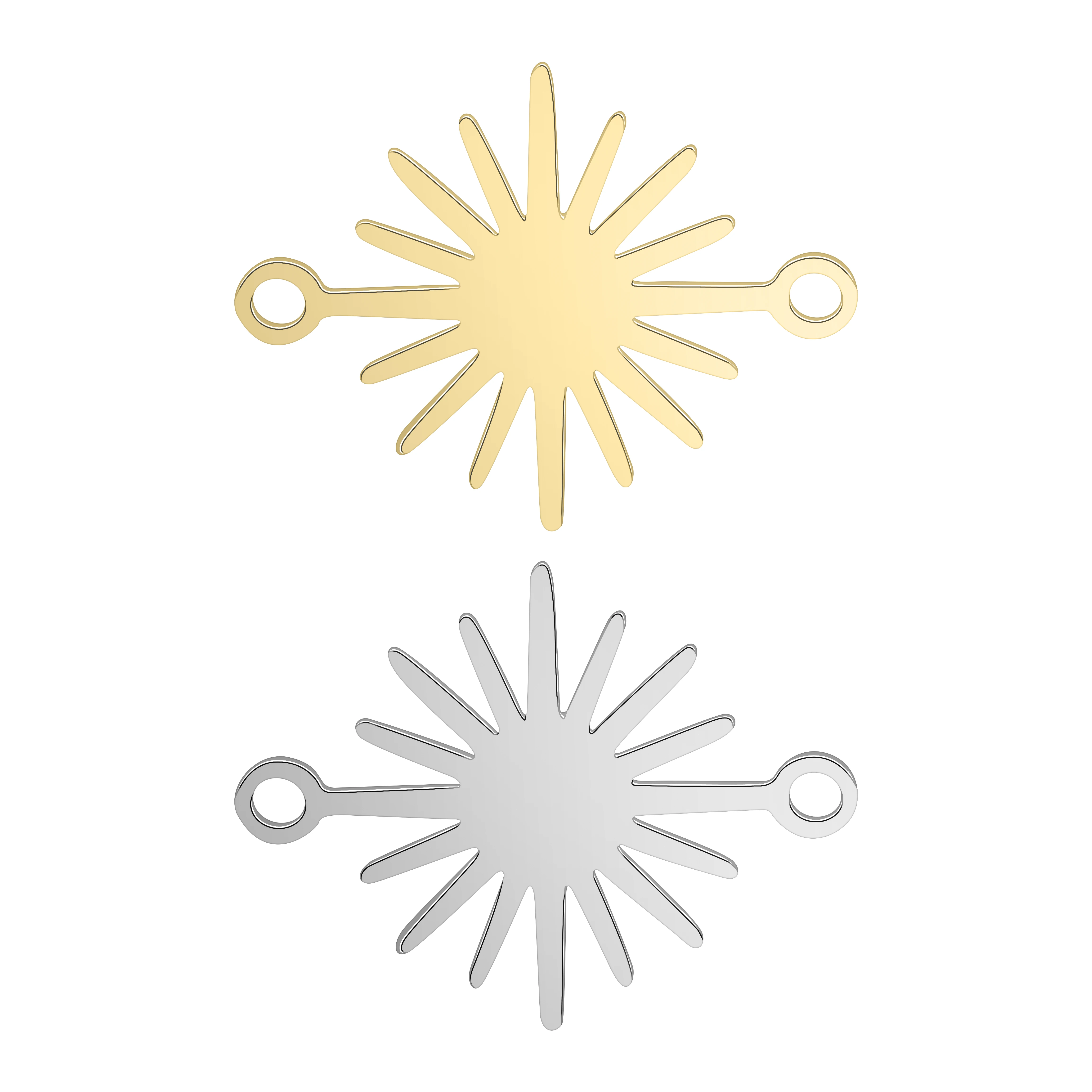 Gold-plated Stainless Steel Sun Commitment Unchanged Gesture Three Elephant Charm Connector DIY Jewelry Findings Present