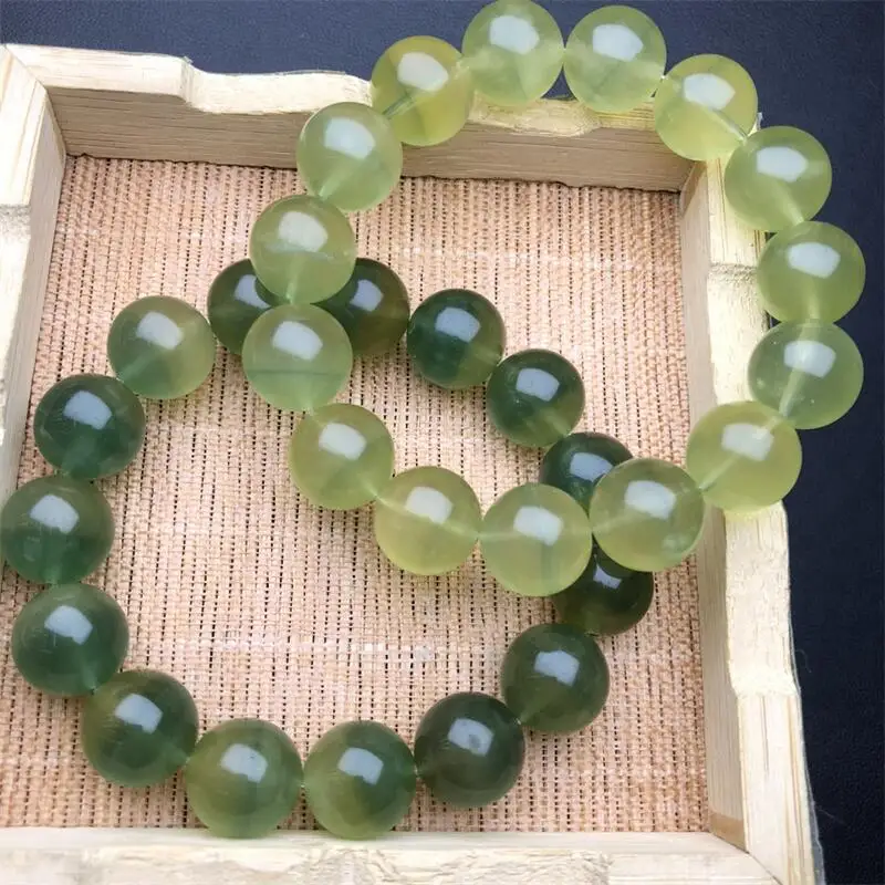 14MM Natural Fluorite Bracelet Healing Fengshui Handmade Crystal Jewelry Stretch Bangle Birthday Gift 1pcs