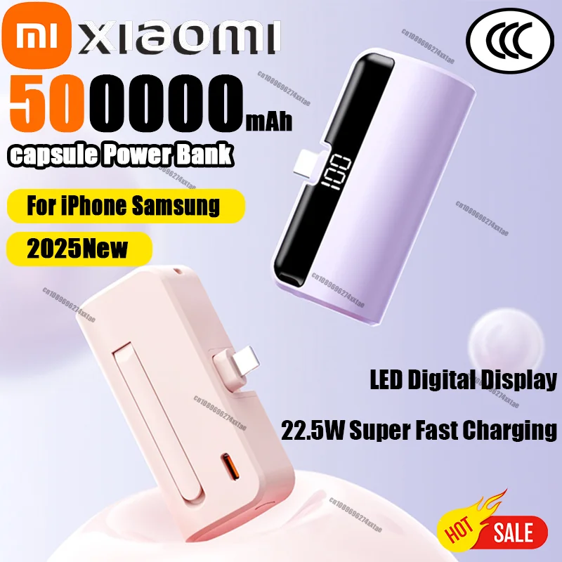 Xiaomi-Banco de energĂa de cápsula de 500000mAh, Mini baterĂa externa portátil de gran capacidad con carga sĂşper rápida para iPhone, Huawei y Samsung