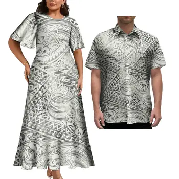 Dernière grande taille Couple vêtements polynésien imprimé T...