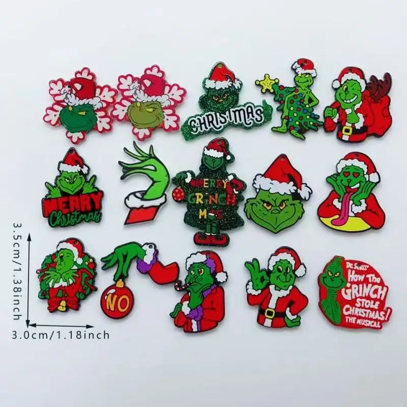 10 Stück einseitig bedruckte Acryl-Anhänger mit Weihnachtsmonster-Motiv, DIY-Ohrringe, Schlüsselanhänger – Detail 1