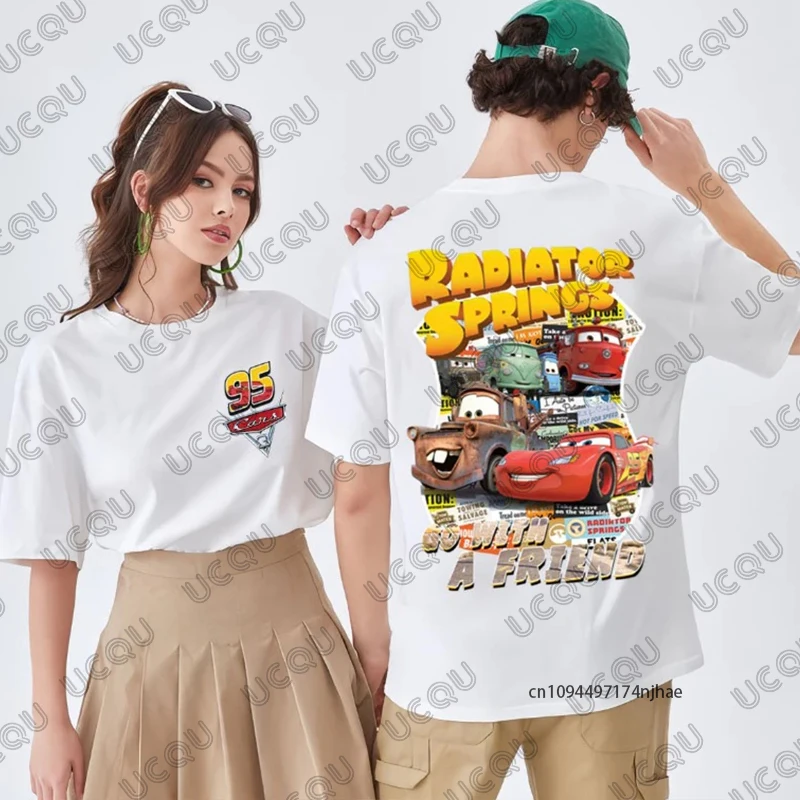

Summer Lightning Mcqueen Radiator Springs 95 Cars Print T-shirt For Women Men Short Sleeve Cotton Tees Vintage Casual Couple Top