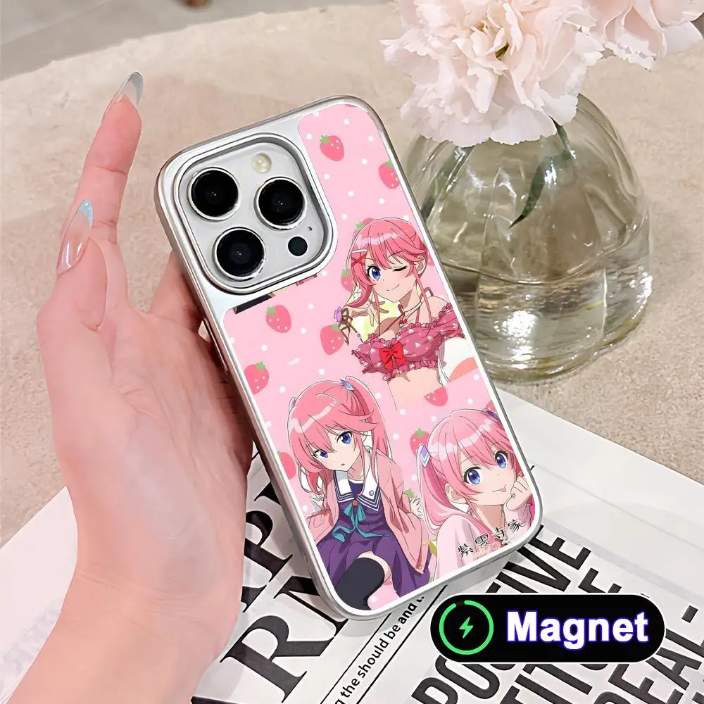 

Anime Shiunji Ouka Mobile Phone Case for iPhone 17 16 15 14 13 12 11 Air Pro Max Plus Electroplated Silver Magnet Cover