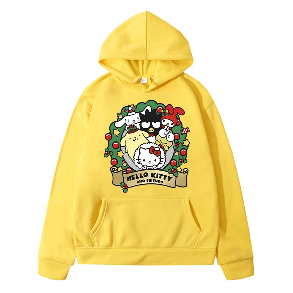 hello kitty print hoodie Fleece sweatshirt y2k sudadera Christmas Cartoon anime hoodies Autumn pullover jacket kids clothes girl