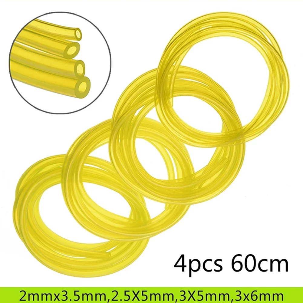 4PCS Fuel Pipes 4 Sizes Trimmer Chainsaw Blower Tools Yellow Fuel Line Hose Pipe Tubing Tools Parts Replacement Fuel Lines