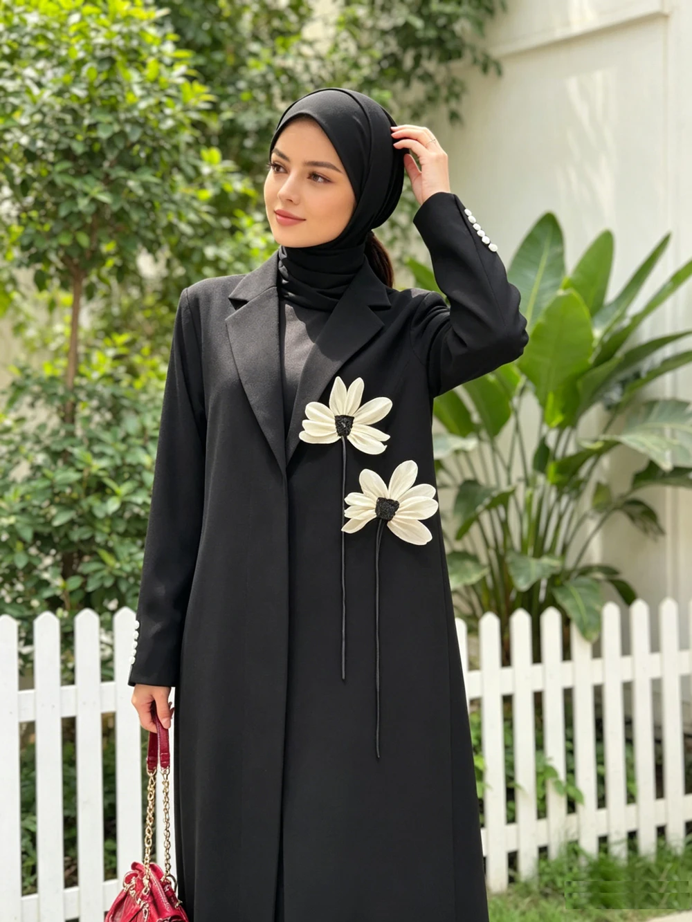 

Floral Kimono Cardigan Open Abaya Modest Muslim Women Dubai Turkey Kaftan Kebaya Jalabiya Daily Party Long Robe