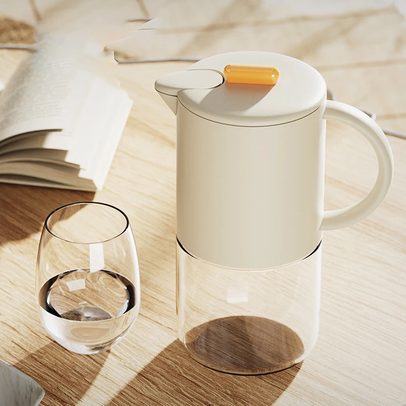 1800ml Auto Open Cold Water Pitcher Large Capacity Dustproof Heat Resistant Glass Tea Infuser Jug For Home Kitchen Daily Use