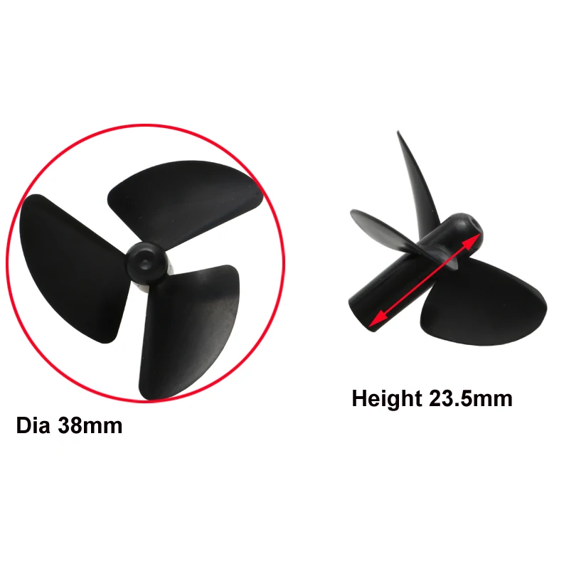 2Pair RC Bait Boat High Power Propeller Dia 38mm Shaft Hole 2.2mm 3-Blade Paddle with Large Thrust for Model Toys Ship 390 Motor