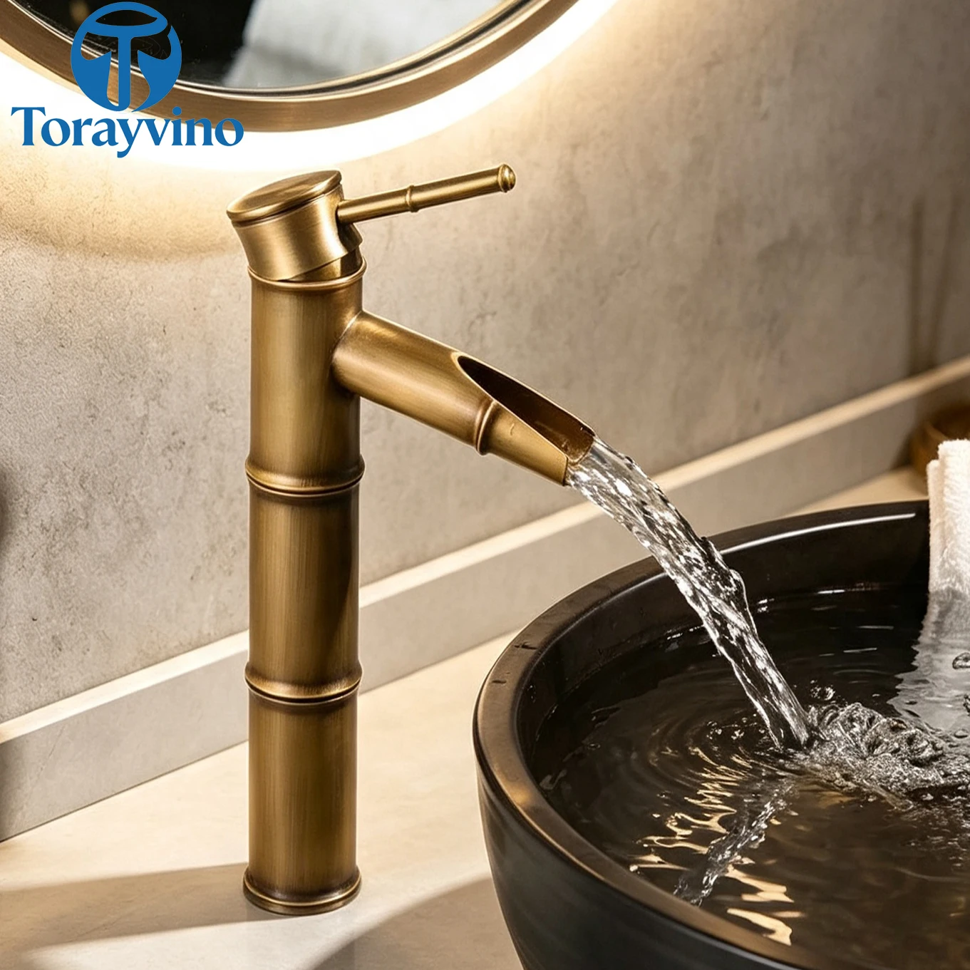 Torayvino Luxury Black Antique Brass Bathroom Basin Faucet Vessel Sink Bamboo Finish Faucets Sink Bath Faucet Mixer Tap