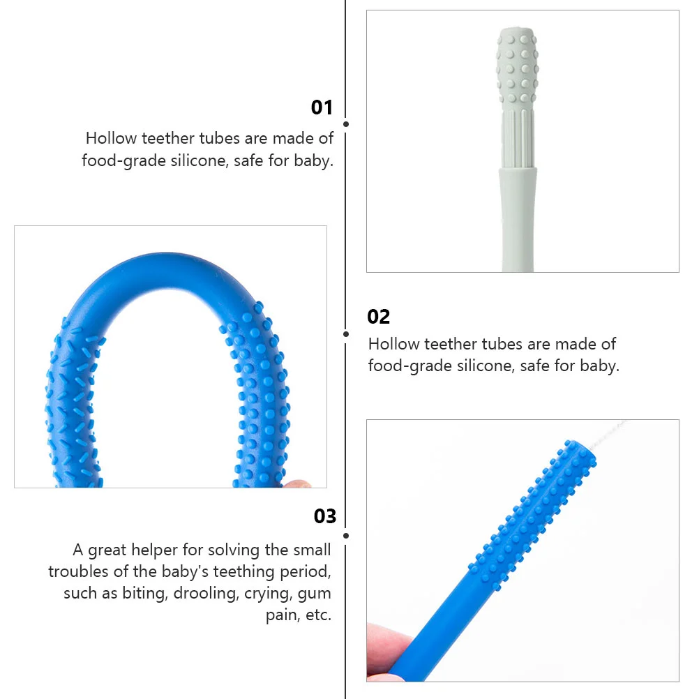 Juguetes de palo de dentición para bebé, mordedor de silicona para bebés, tubo hueco de Gel de sílice para masticar Flexible Molar