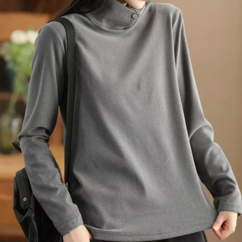 เสื้อสเวตเชิ้ตผ้าริบเดอร์ลอนสำหรับผู้หญิง ให้ความอบอุ่นด้วยผ้าฟลีซหนานุ่ม สวมใส่สบาย สไตล์ลำลอง ใช้ได้หลากหลาย คอปกพับได้ คอตั้ง แบบสวมสองทาง