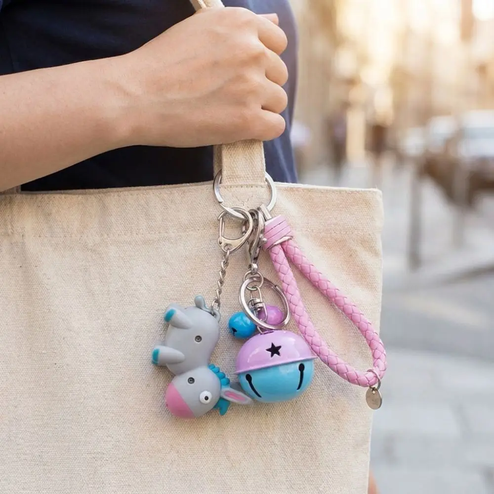 Cute Donkey Sounding Key Ring LED Light Sound Effect Donkey Luminous Keychain Mini with Bell Sound-producing Handbag Decor