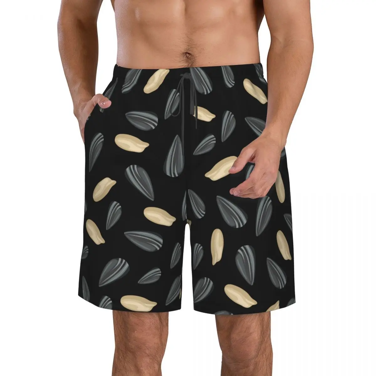 Quick Dry Summer Mens Beach Board Shorts Briefs For Man Swim Trunks Beachwear Sunflower Seeds