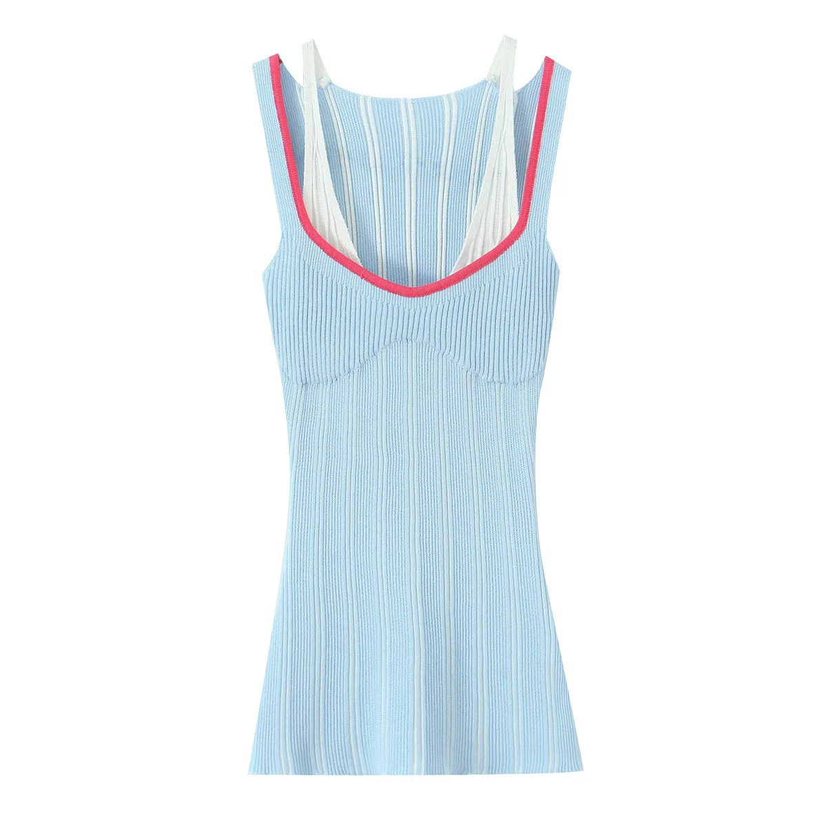 Women's Fashion Internet Celebrity V-Neck Sexy Fake Two-Piece Knitted Vest Top VKM6