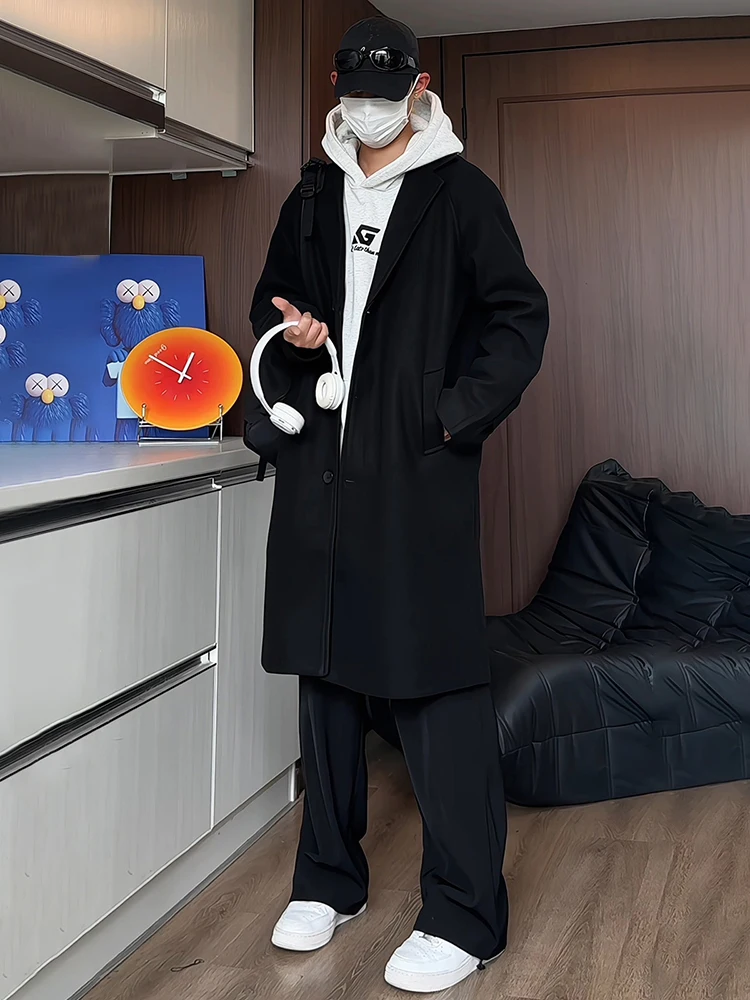 

Мужское шерстяное пальто Bla в корейском стиле, средней длины, на хлопковой подкладке, ниже колена, подходит для детей, модное, молодежное.