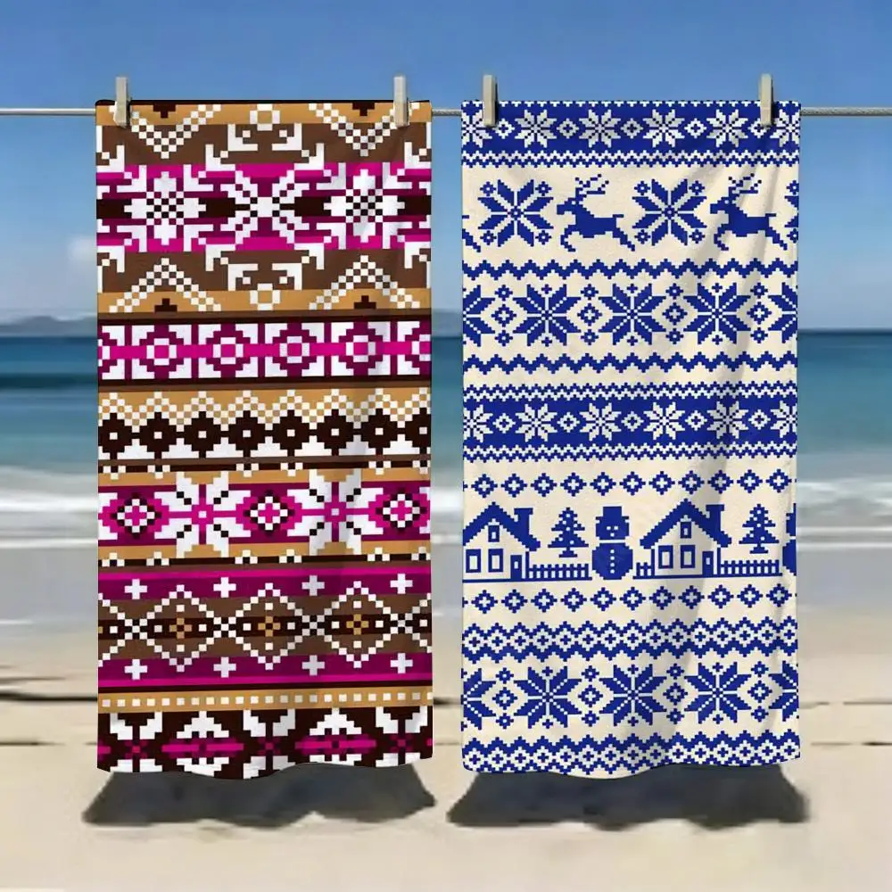 Scottish Fair isle Towel Microfiber soft Beach Towel for Travel Fitness Sauna Bathing Camping