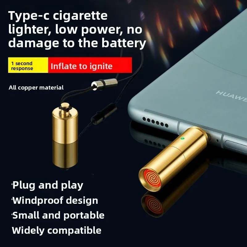 2026 Type-C Mobile Cigarette Lighter, Folding Lighter, Tungsten Wire Cigarette Lighter, Cigarette Accessories, Gift Pendant
