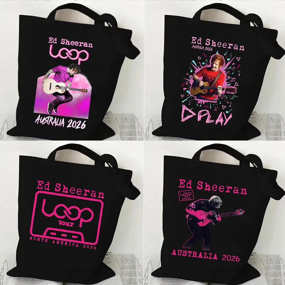 Ed Sheeran Loop World Tour 2026 Shopping Bag Girl Fashion Canvas Shopper Tote Bags