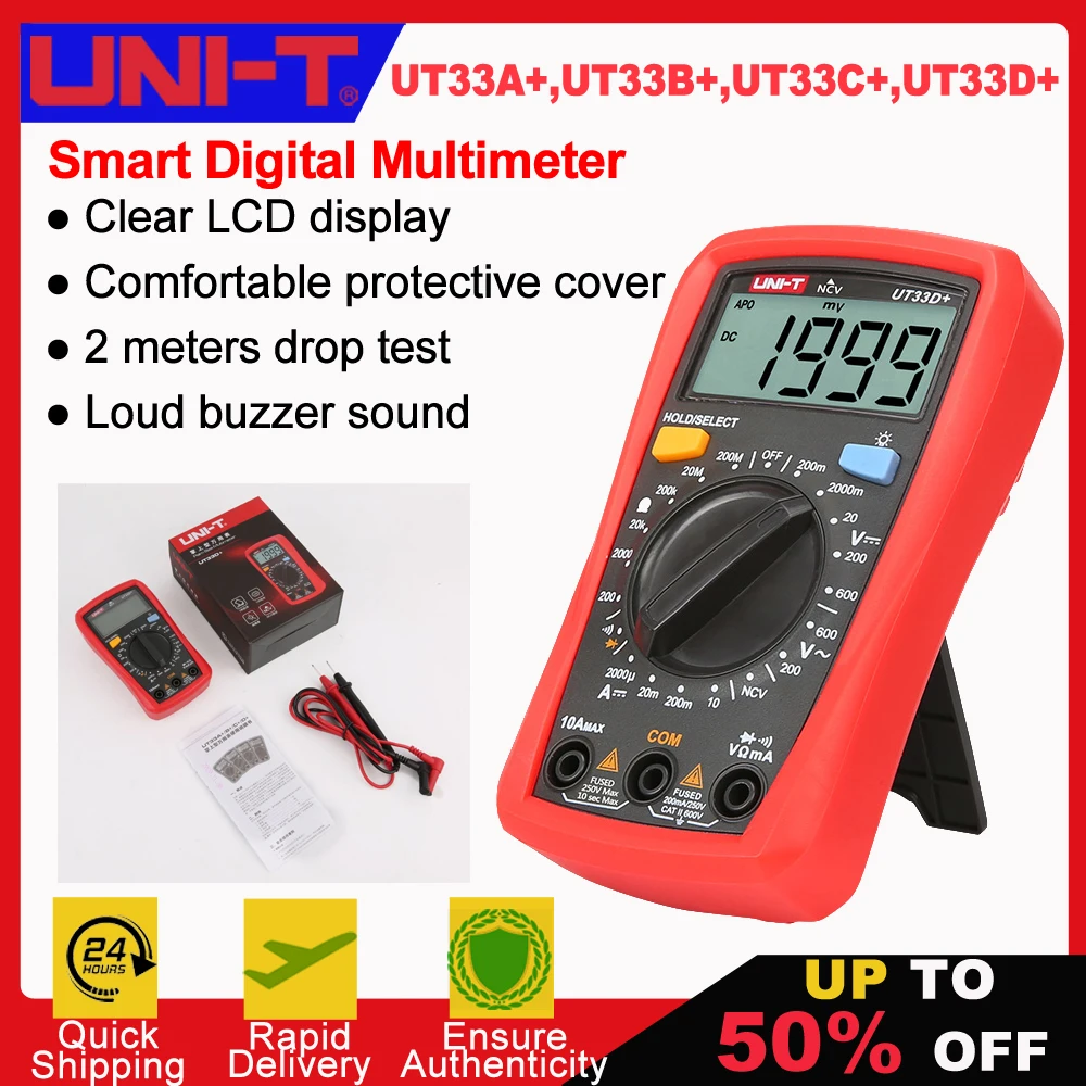 UNI-T UT33A+ UT33B+ UT33C+ UT33D+ Plus Pocket Multimeter Digital Ammeter Voltmeter Professional Resistance Measure Multi Meter